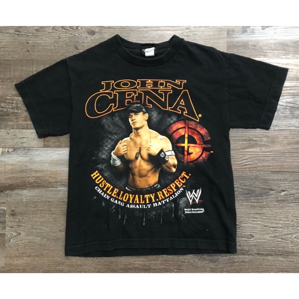 Vintage John Cena Hustle Loyalty Respect WWE Wrestling Shirt Youth Medium